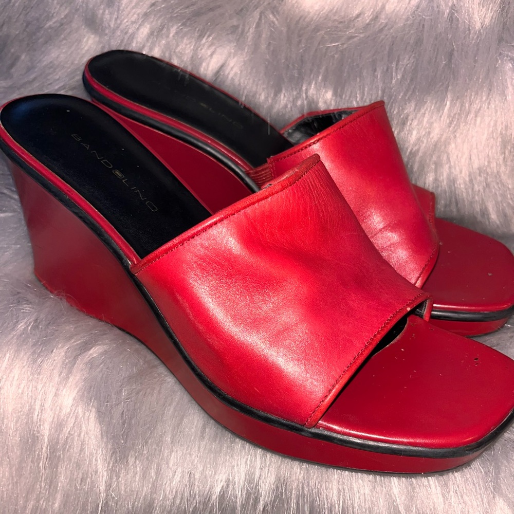 Bandolino Red leather mules. Sz10